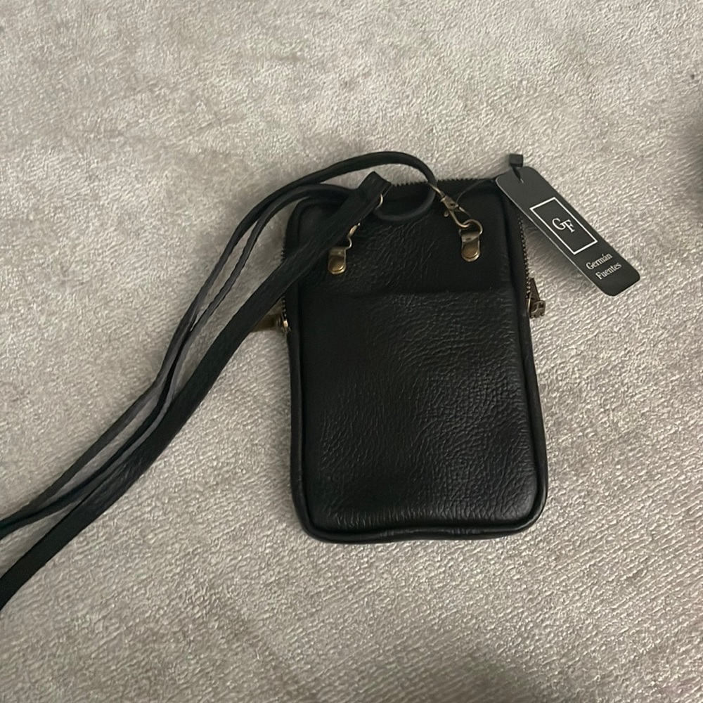 Reversible genuine leather small crossbody bag